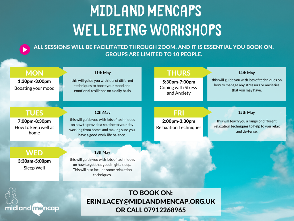 Midland Mencap Wellbeing Workshops 11th May - 15th May #2